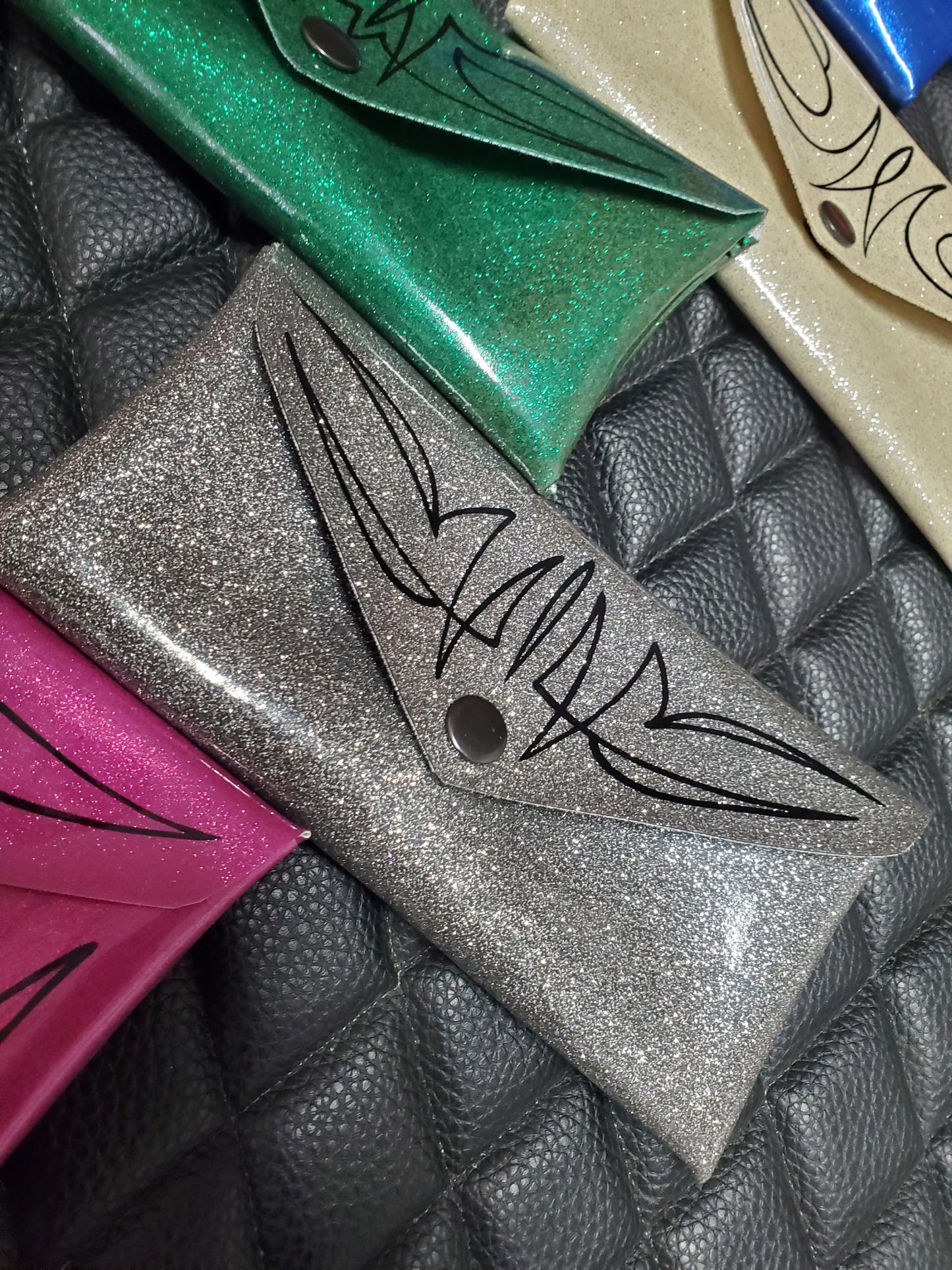 Gray metal flake clutch 4x8