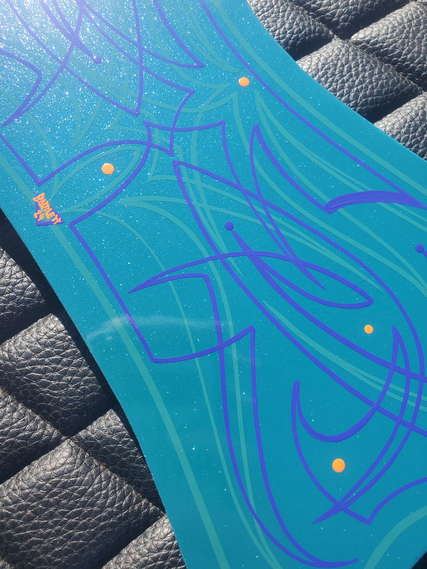 Teal pearl googie panel 15.5x7.5