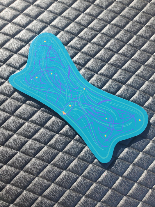 Teal pearl googie panel 15.5x7.5