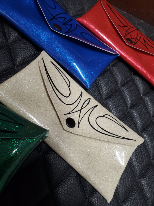 White metal flake clutch 4x8