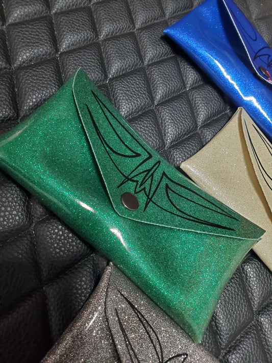 Green metal flake clutch 4x8