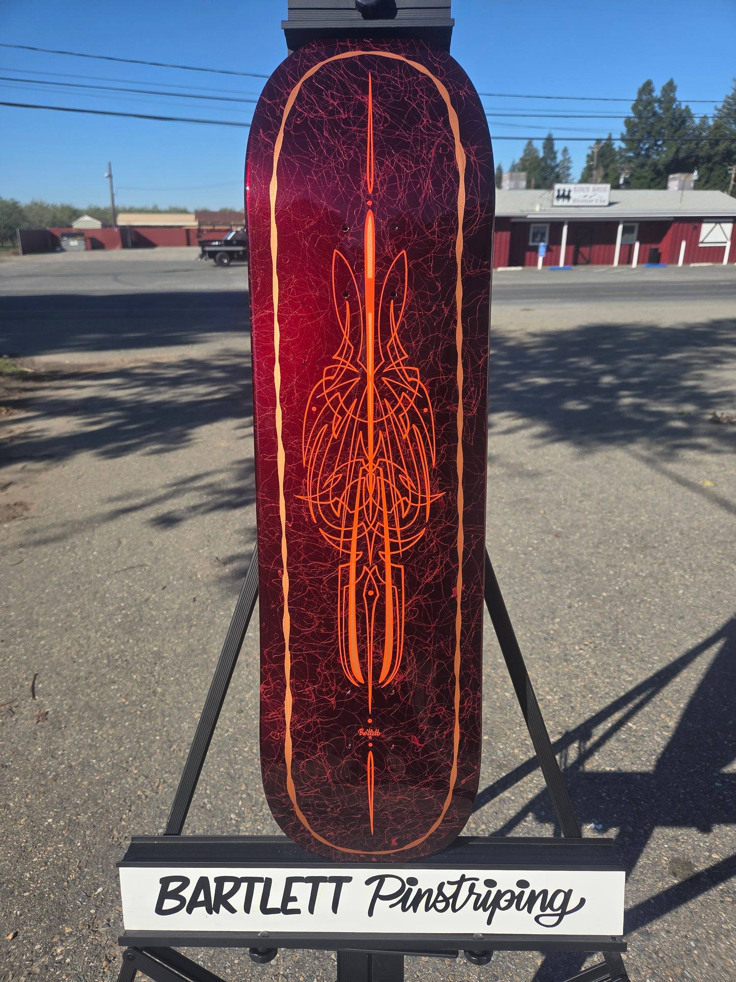 Red veiled skate deck