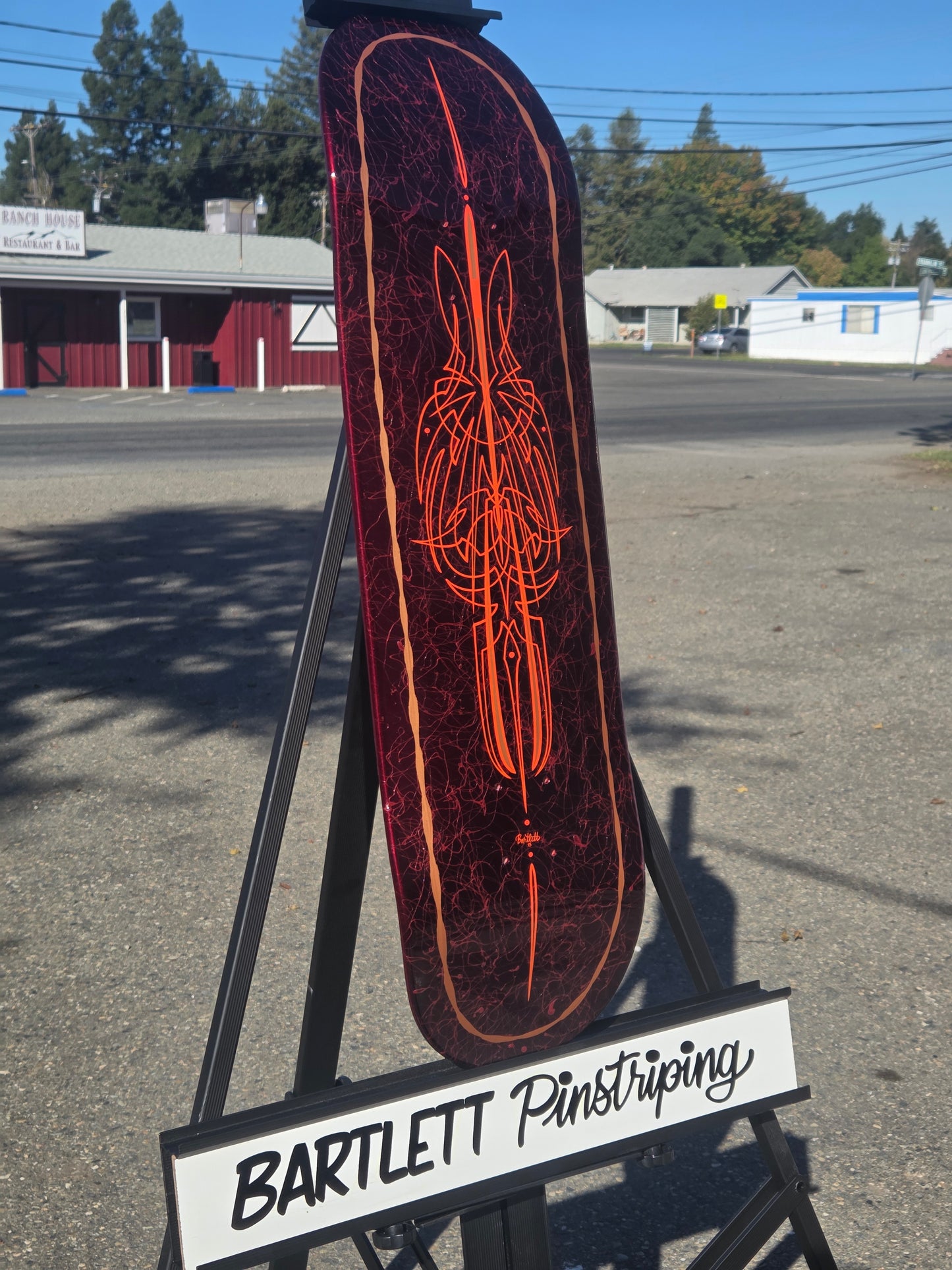 Red veiled skate deck
