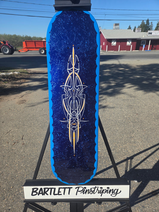 Blue cobweb skate deck